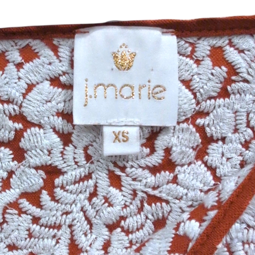 J. Marie Women's Orange Embroidered Top xS - Picture 3 of 5